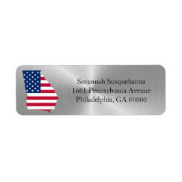 Georgia Silver American Flagga Patriotic Returadress Etikett