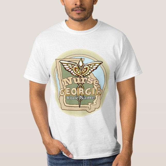 Georgia Sjuksköterska Caduceus T-Shirt (Framsida)