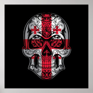 Georgia Skull och Ro Flagga Poster