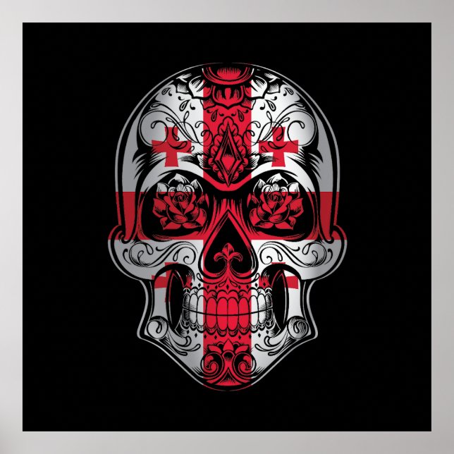 Georgia Skull och Ro Flagga Poster (Framsidan)