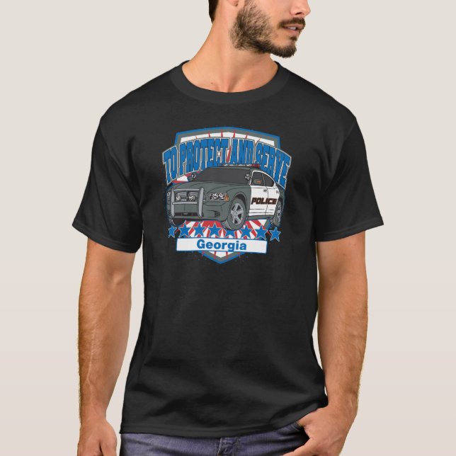 Georgia som skyddar och som tjänar som polisbilen t shirt (Framsida)