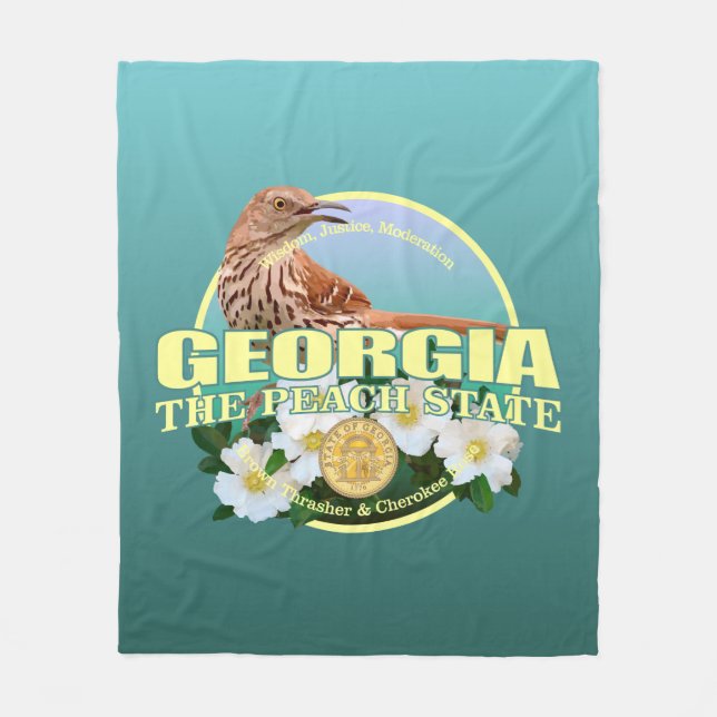 Georgia State Bird & Flower Fleecefilt (Framsidan)