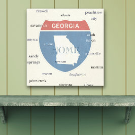 Georgia State Cities Sträckt Canvastryck