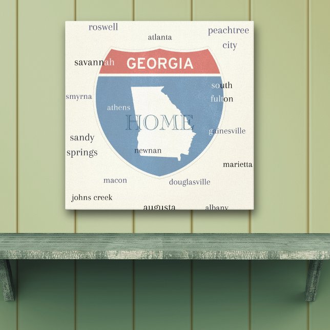 Georgia State Cities Sträckt Canvastryck (Represent the beautiful state of Georgia with this unique wall hanging)