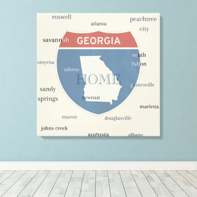 Georgia State Cities Stretched Canvas Print (Insitu (trägolv))