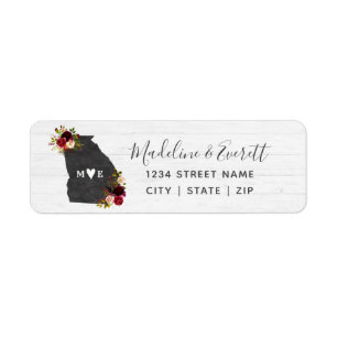 Georgia State Destination Wedding Returadress Etikett