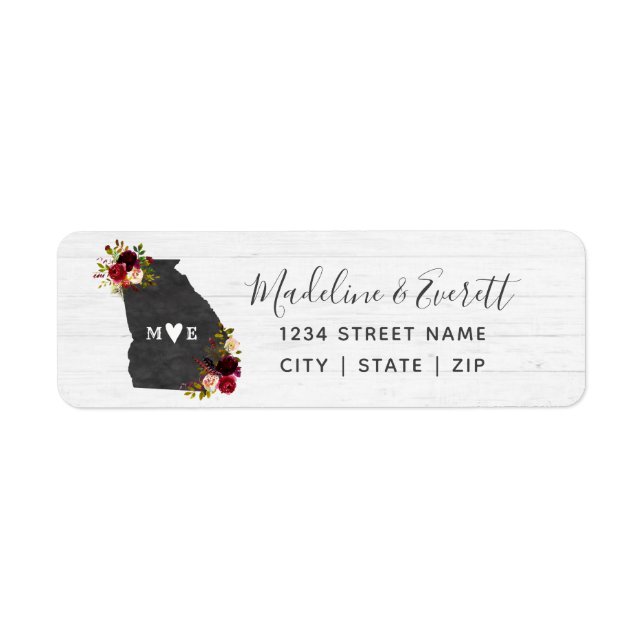 Georgia State Destination Wedding Returadress Returadress Etikett (Framsidan)
