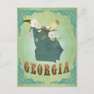 Georgia State Karta - Grönt Vykort