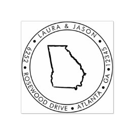 Georgia State Karta Returadress Wood Art Frimärke Stämpel