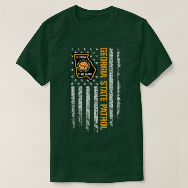 Georgia State Patrol American Flagga T Shirt (Design framsida)