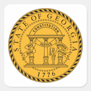 Georgia State Seal - Fyrkantigt Klistermärke