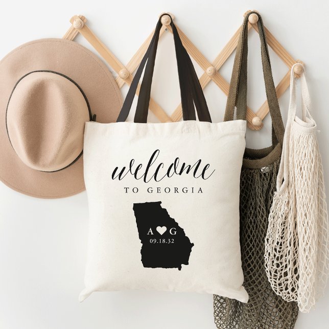 Georgia State Silhouette Bröllop Welcome Tote Tygkasse (Skapare uppladdad)