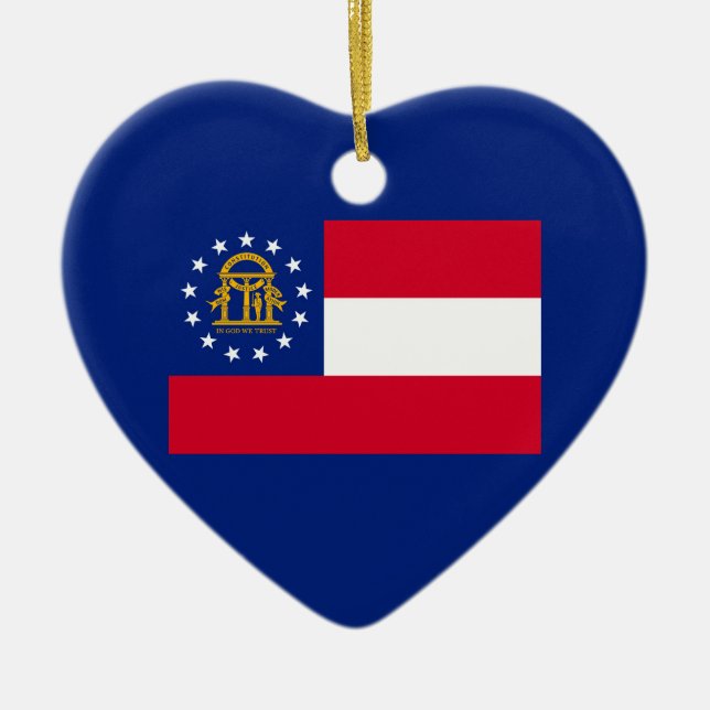 Georgia Statlig flagga Design Decor Julgransprydnad Keramik (Framsidan)