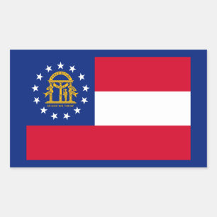Georgia Statlig flagga Design Rektangulärt Klistermärke