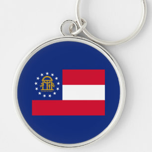 Georgia Statlig flagga Design Rund Silverfärgad Nyckelring
