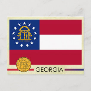 Georgia Statlig flagga och Seal Vykort