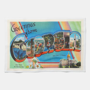 Georgia statlig GA gammal vintage resorsouvenir Kökshandduk