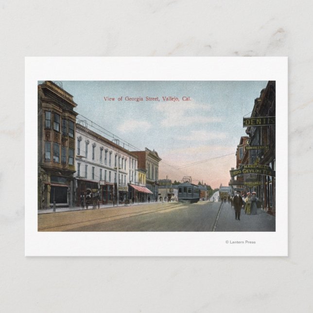 Georgia Street View med Street Car Vykort (Framsida)