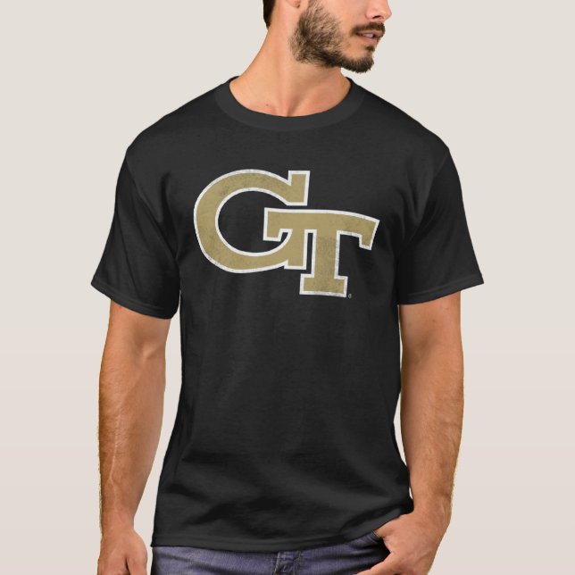Georgia Tech Yellow Jackets Distressed Primary T Shirt (Framsida)