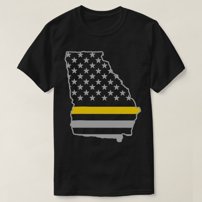 Georgia Thin Guld Line Flagga Police Operator 911  T Shirt (Design framsida)