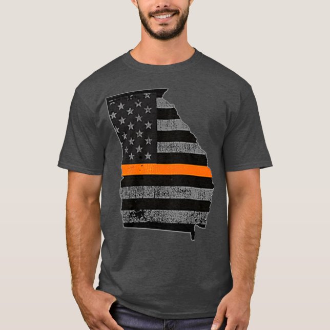 Georgia Thin Orange Line Search Rädding SAR Team T Shirt (Framsida)