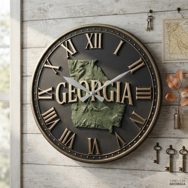 Georgia Topographic State Map Bold Modern Stor Klocka (Skapare uppladdad)