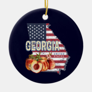Georgia United Stater Retro State Karta Vintage US Julgransprydnad Keramik