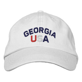 Georgia USA Embroiderade White Hat Broderad Keps