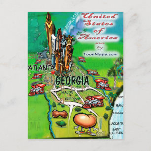Georgia USA-kort Vykort