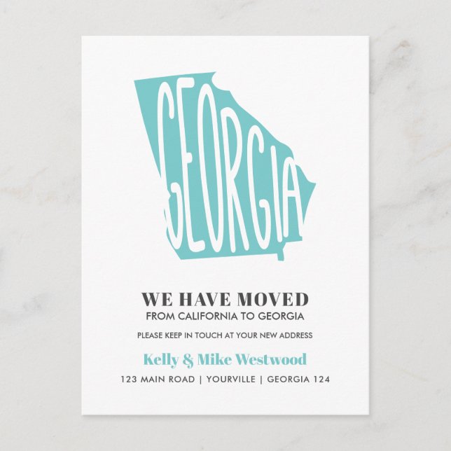 GEORGIA Vi har flyttat Nytt adress nytt hem Vykort (Framsida)