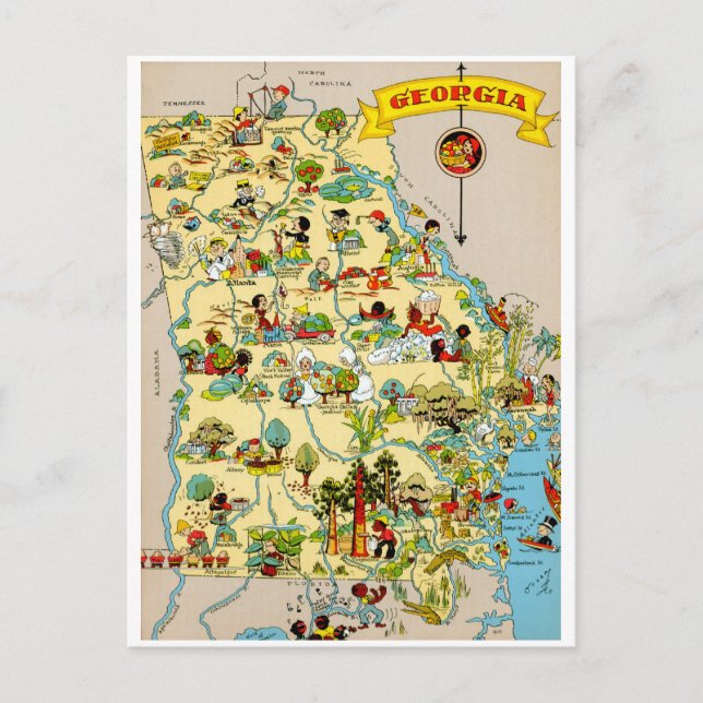 Georgia Vintage Karta Vykort (Framsida)