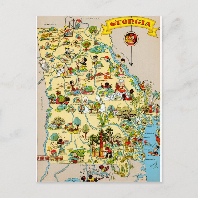 Georgia Vintage Karta Vykort (Framsida)
