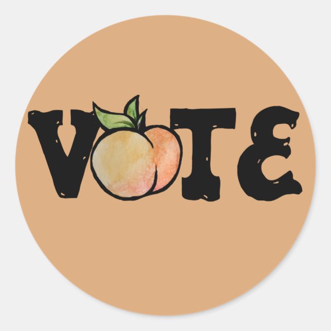 Georgia VOTE Peach Runt Klistermärke (Framsida)