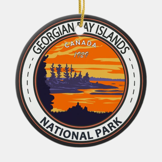 Georgian Bay Islands National Park Canada Badge Julgransprydnad Keramik (Framsidan)