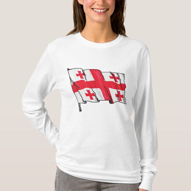 Georgian Flag Red and White Cross T Shirt (Framsida)