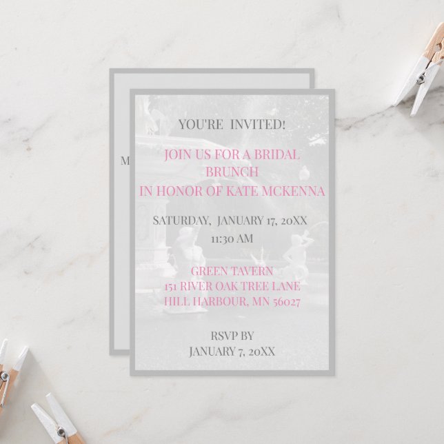 Georgian Fontän bridesmaid luncheon brunch Inbjudningar (Fram/Back In Situ)