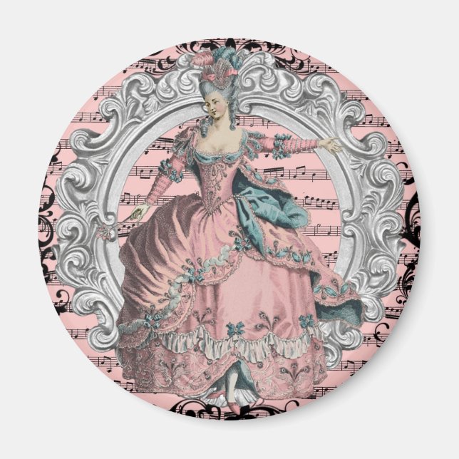 Georgian Lady Dancing - Pink and Blue Magnet (Framsidan)