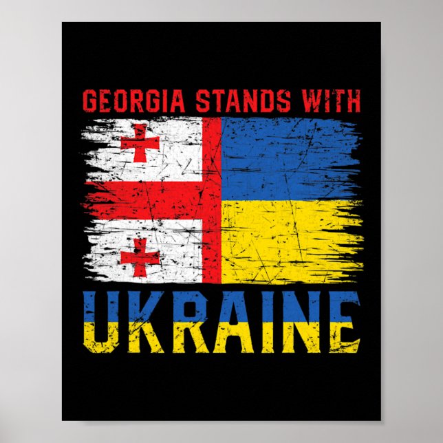 Georgian-ukrainian Flag Flag - Friendly Countries  Poster (Framsidan)