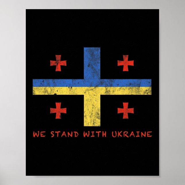 Georgian-ukrainian Flag - Friendly Countries  Poster (Framsidan)