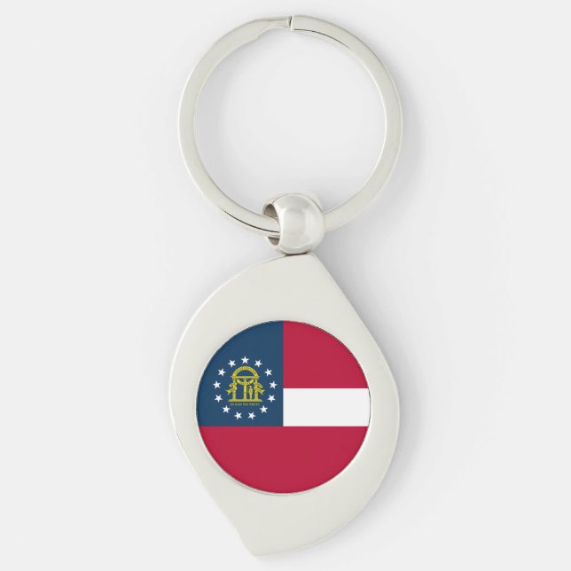 Georgias delstatsflagga swirl silverfärgad nyckelring (Framsidan)