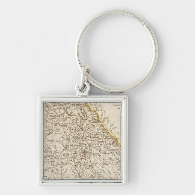 Georgien 11 fyrkantig silverfärgad nyckelring (Framsidan)