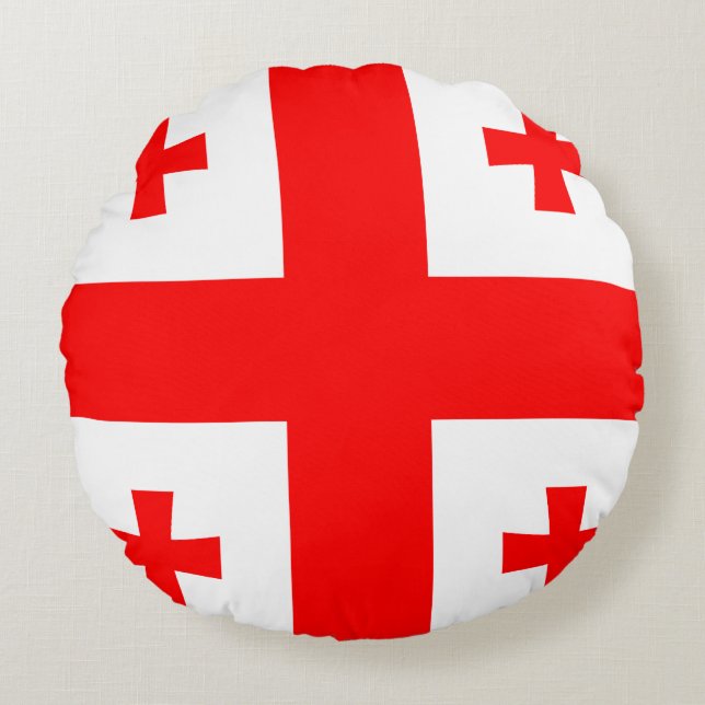 Georgien Flagga Rund Kudde (Framsidan)