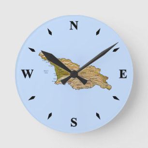 Georgien Karta Clock Rund Klocka