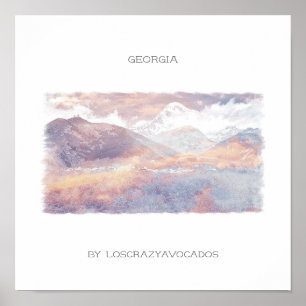 Georgien Kazbegi Arkitektur Natur Affisch