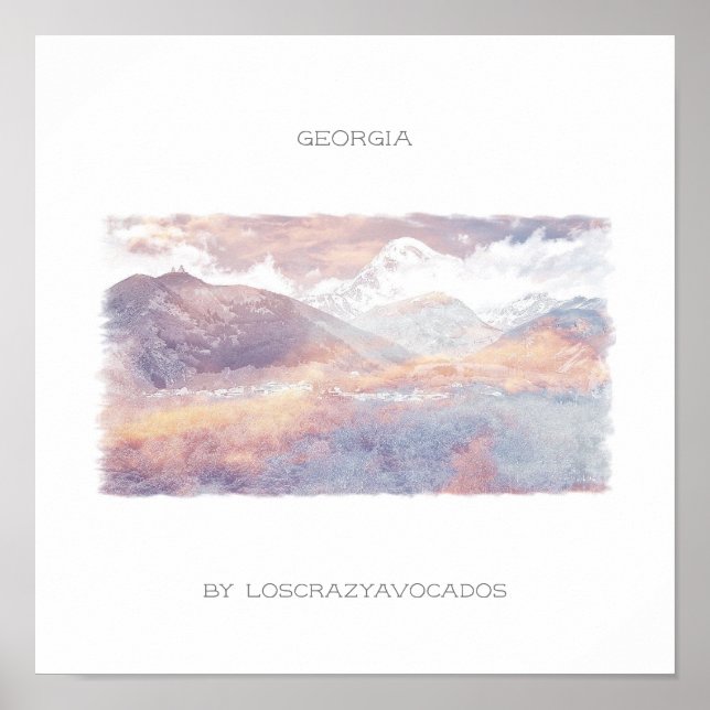 Georgien Kazbegi Arkitektur Natur Affisch (Framsidan)