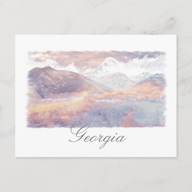 Georgien Kazbegi Arkitektur Natur vykort (Framsida)