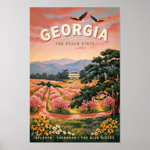 Georgien Land Illustration Resa Konst Vintage Poster