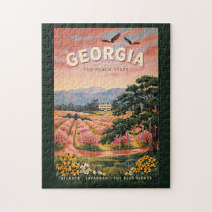 Georgien Land Illustration Resa Konst Vintage Pussel