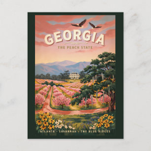 Georgien Land Illustration Resa Konst Vintage Vykort