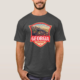 Georgien Land Illustration Retro Märke Överskjutan T Shirt